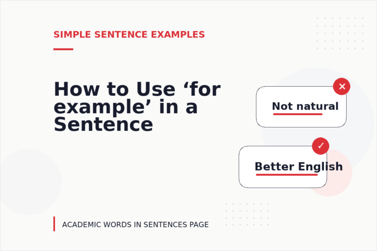 How to Use ‘for example’ in a Sentence